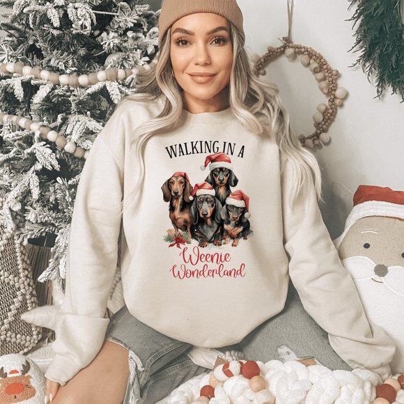 Weenie Wonderland Dachshund Sand Sweatshirt - Picture 2 of 6